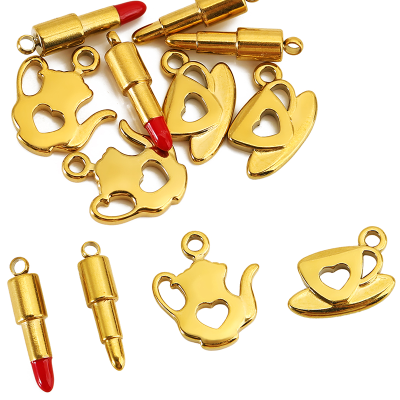 Lip Balm - 10pcs Stainless Steel Gold Color Small